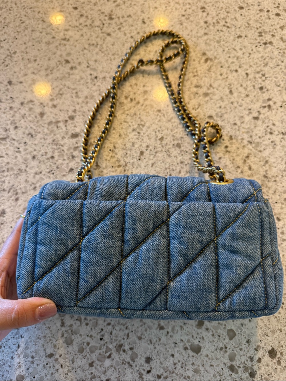 Coach Quilted Denim Shoulder Bag with Gold 'C' Hardware - Picture 2 of 13